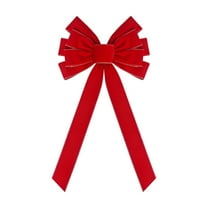 LanSuare Velvet Bows Christmas Tree Ornaments, Red Velvet Bows with Glitter Gold Edge, for Indoor, Outdoor, Wreaths, Holiday Xmas Tree, Wrapping Crafts