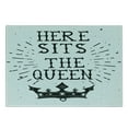 thumbnail image 3 of Queen Cutting Board, Vintage Grunge Here Sits the Queen Words Antique Crown Royalty Theme Hipster, Decorative Tempered Glass Cutting and Serving Board, Small Size, Charcoal Grey White, by Ambesonne, 3 of 5