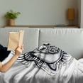 thumbnail image 3 of Tsunami Soft Flannel Fleece Throw Blanket, Wave Inside Woman Eye in Stormy Sea with Moon Line Art Drawing Boho, Cozy Plush for Indoor and Outdoor Use, 70" x 90", Black White, by Ambesonne, 3 of 5