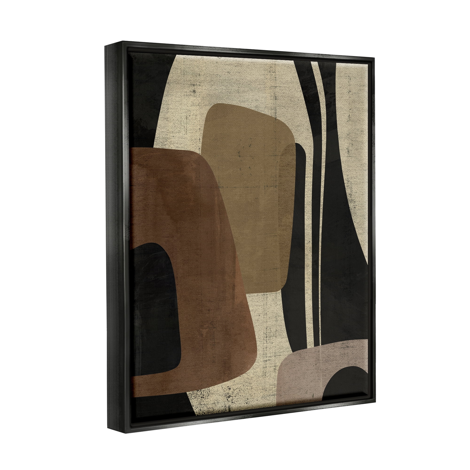 Stupell Industries Brown Retro Abstraction Abstract Painting Black Floater Framed Canvas Art Print Wall Art, 17 x 21