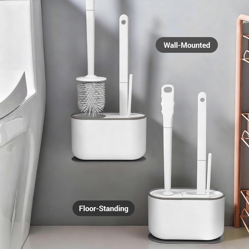 ABPETE Toilet Brush Set, Bathroom Accessories, Toilet Bowl Cleaners, Deep Cleansing Multifunctional Hanging Toilet Brush Set for Bathroom(Pearl White)