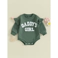 thumbnail image 2 of Gupgi Baby Girl Sweatshirt Romper Infant Ruffle Long Sleeve Crew Neck Letter Embroidery Jumpsuit, 2 of 9