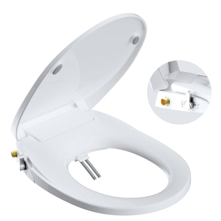 CADOVE Bidet Toilet Seat with Gentle Slow-Close, Non-Electric Bidet Attachment with Self-Cleaning Nozzles