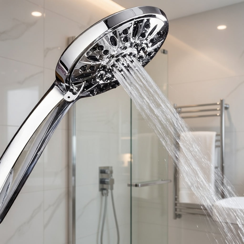 1.8 Gallons Per Minute High Pressure Rainfall Shower Head with Handheld Combo, Round Rain Showerhead & Multi-Mode Handheld Spray, Chrome Finish with Stainless Steel Hose