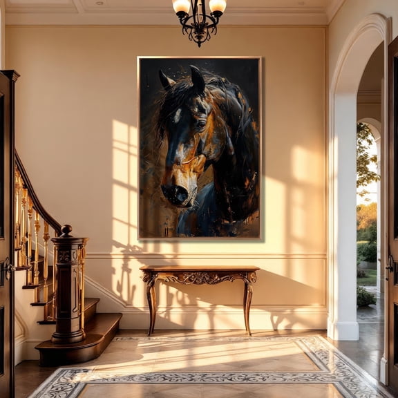 Golden Horse Print Farmhouse Equestrian Wall Art Poster Decor For Living Room Bedroom, Unframed Poster Size 8x12