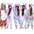 thumbnail image 2 of Pijamas de franela para niños y niñas, monos de animales, mono de unicornio de dibujos animados, ropa de dormir, 2 of 4