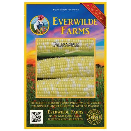 Everwilde Farms - 100 Delectable F1 Hybrid Bicolor Sweet Corn Seeds - Gold Vault Jumbo Bulk Seed (Best Sweet Corn To Plant)
