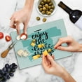 thumbnail image 5 of Enjoy the Little Things Cutting Board, Inscription with Brush Strokes Background in Pale Shades, Decorative Tempered Glass Cutting and Serving Board, Small Size, Pale Blue and Black, by Ambesonne, 5 of 5