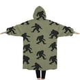 thumbnail image 2 of Oversized Wearable Blanket Hoodie,Green Bigfoot Pattern Sherpa Blanket Hoodie with Super Pockets,Super Warm Fuzzy Pullover for Women & Men, 2 of 6
