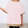 thumbnail image 4 of Luwomo T Shirts Womens Summer Striped Loose Tee Daily Wear Short Sleeve Round Neck Pullover Regular Blouses, 4 of 6