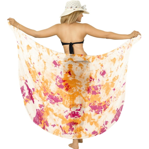 HAPPY BAY Women's Coverups Summer Wraps Bikinis Pareos Beach Cover-up Swim Cover up Swimwear Sarong Beachwear Pareo for Women One Size Amber, Tie Dye