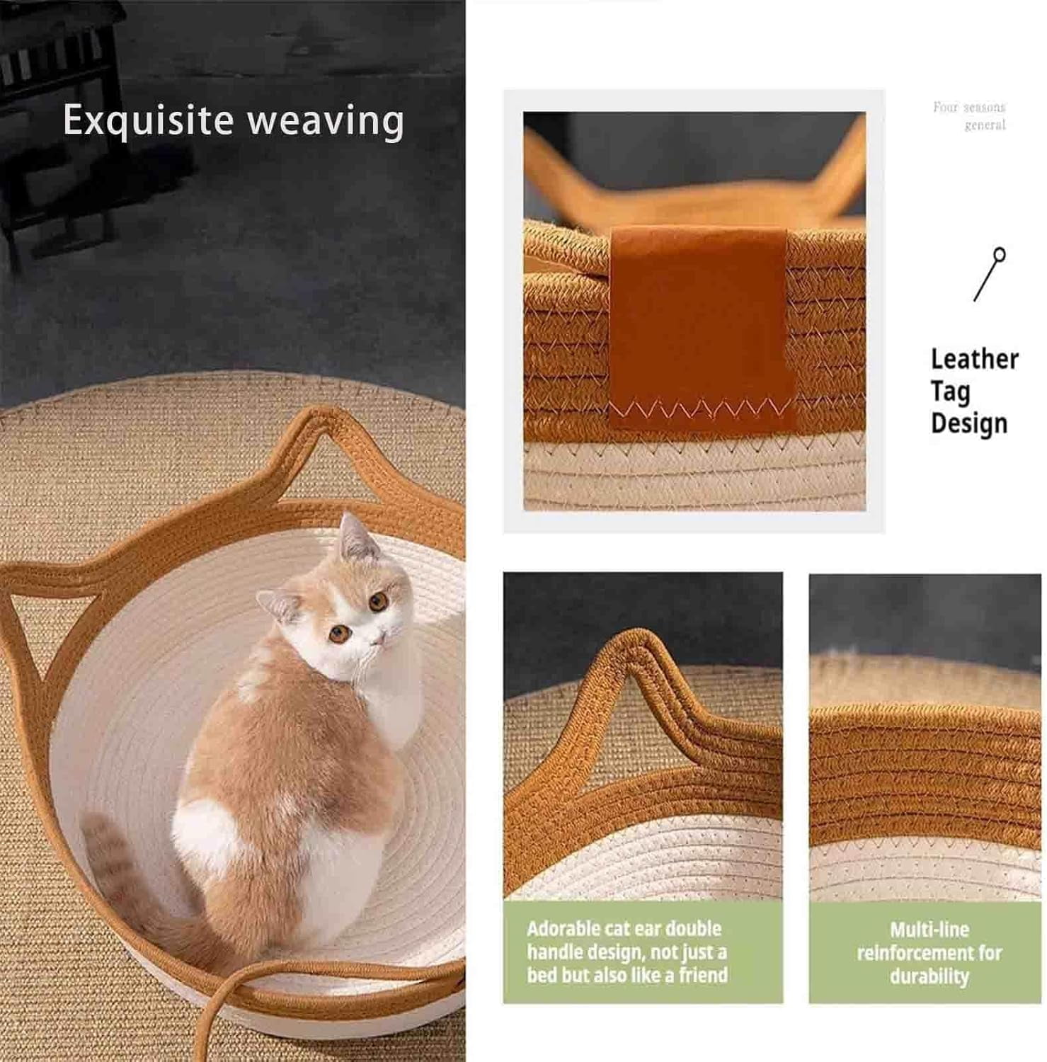 2026 New Basket for Cats with Durable Cotton Rope Weave, Lightweight All-Season Indoor Comfort and Secure Nesting Design for Relaxed Lounging