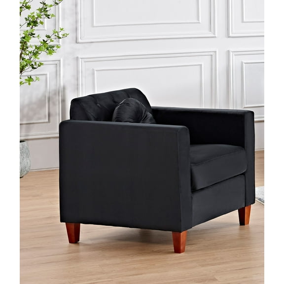 Uspridefurniture Gerame 32'' Wide Tufted Velvet Armchair -Black