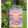 thumbnail image 3 of Watercolor Heart on the Beach Sea Side Sunrise Romantic Valentine''s Day Garden Yard Flag 12"x 18" Double Sided Polyester Welcome House Flag Banners for Patio Lawn Outdoor Home Decor, 3 of 6