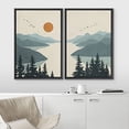 thumbnail image 3 of IDEA4WALL Framed Canvas Print Wall Art Green Pastel Watercolor Mountain Valley, Birds, River Abstract Landscape Modern Art for Living Room, Bedroom, Office - 24"x36"x2 Black, 3 of 5