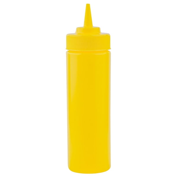 2 3/4Dia x 10 1/2H Tablecraft 24 Oz Yellow Polyethylene Widemouth Squeeze Bottle