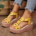 thumbnail image 4 of Bnwani Platform Sandals,Women's Sandals,Wedge,Open Toe,Casual,Cutout,Yellow,7.5, 4 of 9