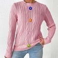 thumbnail image 1 of Suéter de cuello redondo para mujer, suéter liso holgado de invierno, suéter de cuello redondo de manga larga, tops de poliéster para mujer, 1 of 5