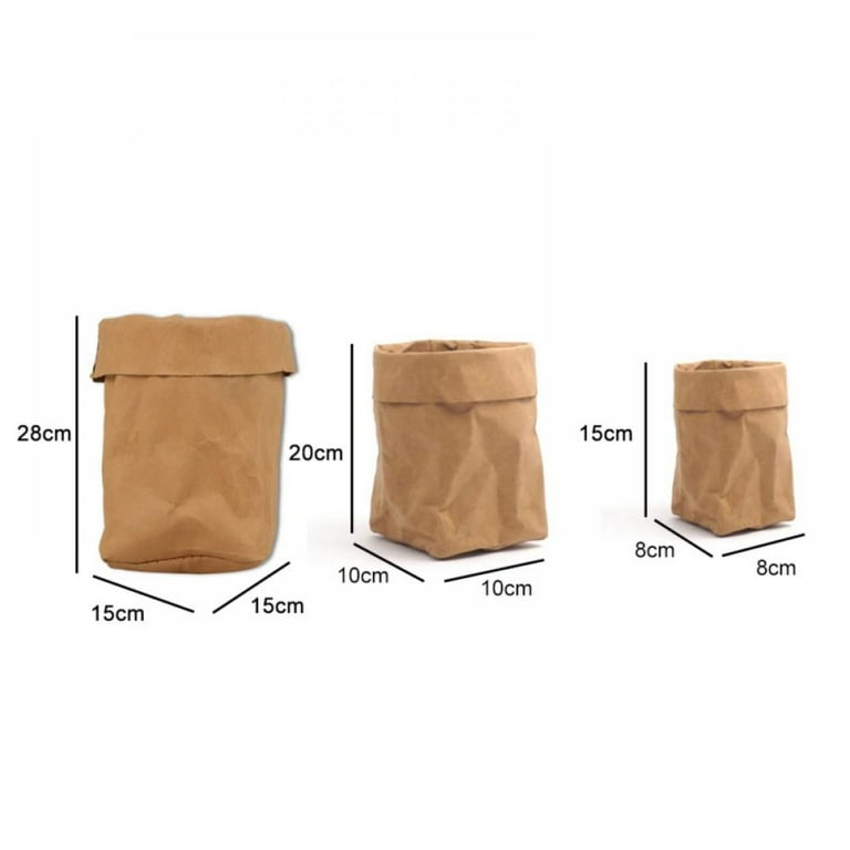 Washable Kraft Paper Bag Reusable Multifunctional Home Wear resistant Storage Bag Brown M