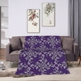 thumbnail image 6 of DouZhe Ultra-Soft Micro Fleece Lightweight Flannel Bed Blanket, Damask Style Blue Flower Print Cozy Warm Throw Blankets, 60"x50", 6 of 7