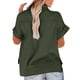 thumbnail image 4 of Blusa de cárdigan informal de manga corta con cuello levantado para mujer, color liso, con bolsillos Pompotops hkajfhjk474423, 4 of 8