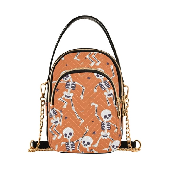 joogoo Women Skeleton Skull Dancing Chain Crossbody Bags Shoulder Handbag Phone Purse