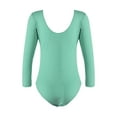 thumbnail image 2 of inhzoy Kids Girls Basic Long Sleeves Ballet Dance Unitard Gymnastics Leotard Dancewear Green 11-12, 2 of 5