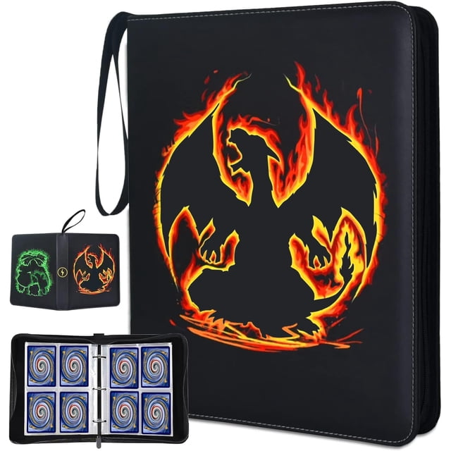 Álbum para Tarjetas, Carpeta de tarjetas coleccionables, Carpeta de Tarjetas de 4 Bosillos guarda hasta 400 tarjetas, adecuado para coleccionar varias tarjetas Coleccionables (Color 1)