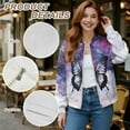thumbnail image 6 of Xoenoiee Women's Casual Jacket Lightweight Bomber Jackets with Pockets Lightweight Windbreaker Zip-up Varsity Jackets Fall Outerwear, Butterfly Colorful Tie-dye, Large, 6 of 7