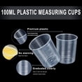 thumbnail image 3 of 25Pcs 100ML Plastic Graduated Measuring Beaker Set, Clear Liquid Measuring Mixing Cups for Epoxy Resin, Liquid Container Beakers for Resin Epoxy Paint Food, Lab Use, Raised Graduations, Tapered Spout, 3 of 7