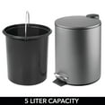 thumbnail image 5 of mDesign Round Metal 1.3 Gallon Step Trash Can - Lid, Removable Liner - Dark Gray, 5 of 7