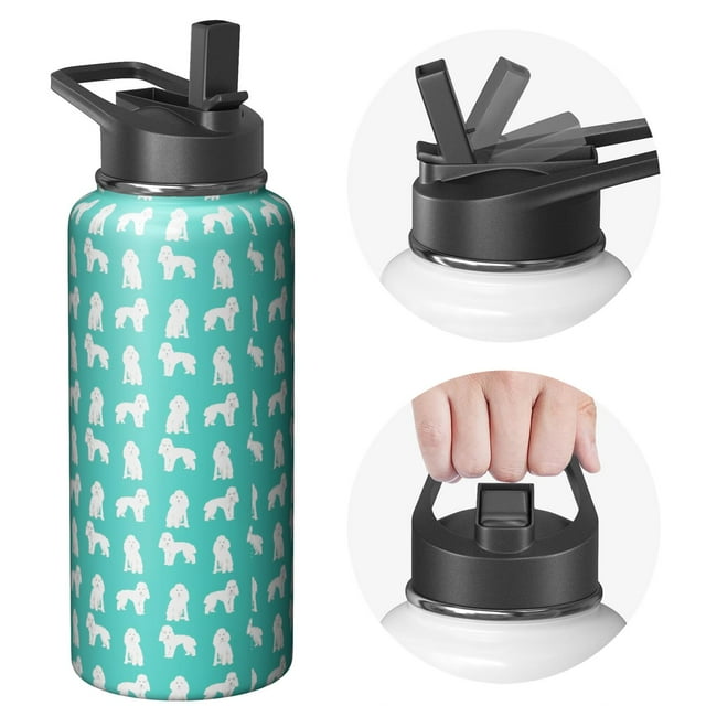Pet Pattern Insulated Water Bottle with Paw Print - 18/8 Stainless Steel Construction & Copper Layer Technology
