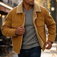 thumbnail image 3 of Ceisia Mens Lapel Corduroy Sherpa Lined Button Front Warm Winter Jacket Coat Yellow XXXXL Gift, 3 of 7