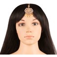thumbnail image 2 of Sunsoul by Touchstone Indian Bollywood Traditional Kundan Polki Look Rhinestone Faux Pearls Bridal Designer Jewelry Mangtika Head Accessory In Gold Tone For Women., 2 of 3