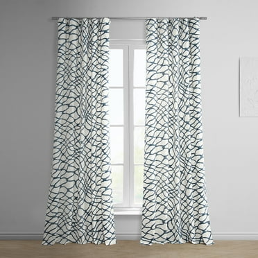 Ellis Blue Printed Cotton Twill Curtain (1 Panel), Ellis Blue, 50W X 84L