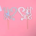 thumbnail image 3 of 2pcs Birthday Cake Topper Beautiful He Or She Bow Decor Cake Insert for Birthday Gathering Party (Silver), 3 of 7