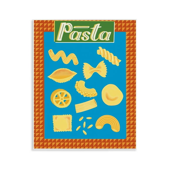 Stupell Industries Vintage Pasta Types Food & Beverage Painting Unframed Art Print Wall Art, 11 x 14