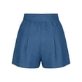 thumbnail image 4 of HADST Women's Pleated High Waisted Denim Shorts Elastic Waist Wide Leg Stretchy Faux Jeans with Side Pockets, 4 of 7