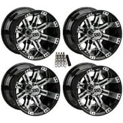 LSI 10" Casino Machined/Black Golf Cart Wheels/Rims E-Z-GO & Club Car