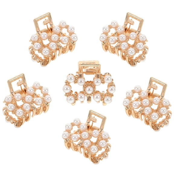 KAKOWELY 6Pcs White Pearl Clips for Women in Mini Claw Shape for Party and Wedding