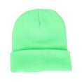 thumbnail image 1 of Men Women Solid Color Warm Woolen Knitted Cap Fluorescent Cuffed Beanie Hat, 1 of 7