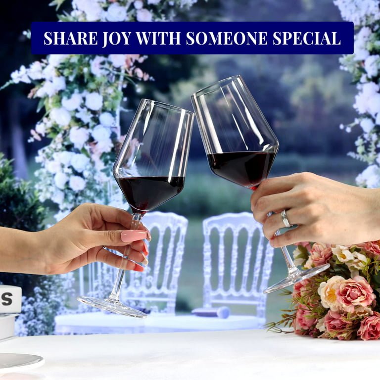 Wine Glasses Set of 4 - White Wine Glasses Hand Blown Crystal Wine