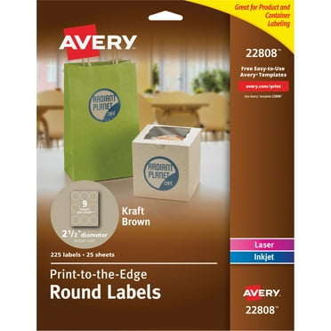 Avery Kraft Brown Print-to-the-Edge Round Labels - Permanent Adhesive - 2.50