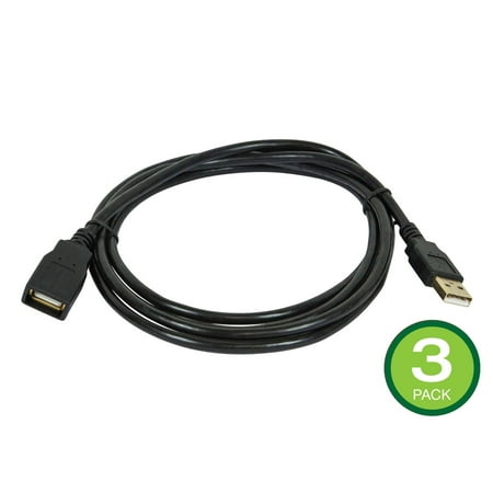 UPC: 0889028140802 | Monoprice USB Type-A to USB Type-A Female 2.0 Extension Cable – 6 Feet – Black (3 Pack) 28/24AWG  Gold Plated Connectors