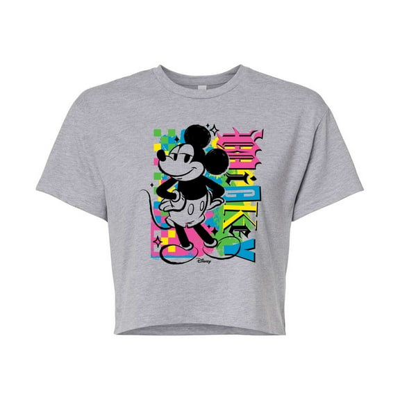 Disney - Mickey Punk - Juniors Cropped Cotton Blend T-Shirt