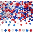 thumbnail image 1 of 270 cuentas de vidrio de 8 mm en rojo, blanco y azul para el 4 de julio. 9 estilos diferentes. Cuentas facetadas. Cuentas patrióticas., 1 of 6