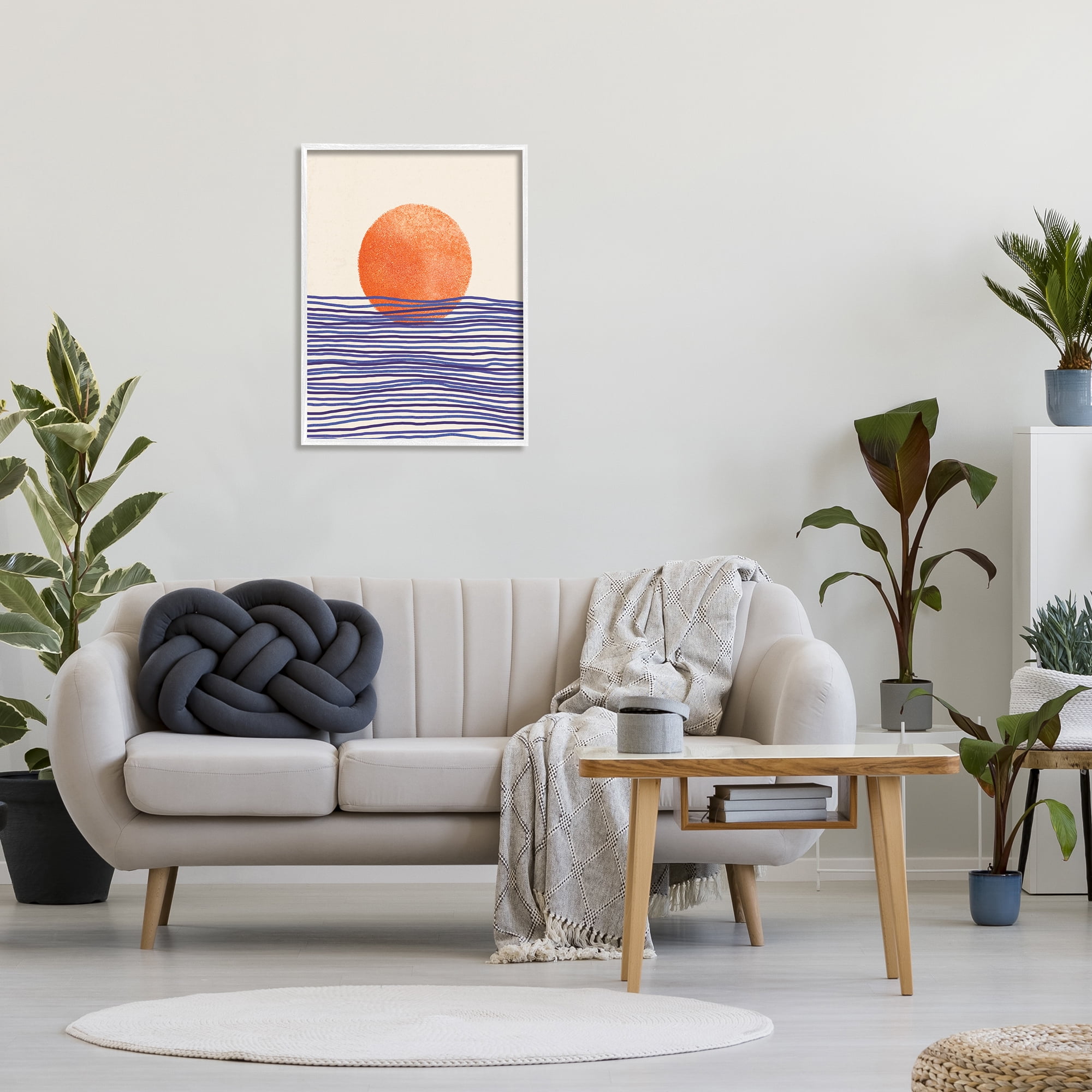 Stupell Contemporary Sea Landscape Sunshine Abstract Painting White Framed Art Print Wall Art