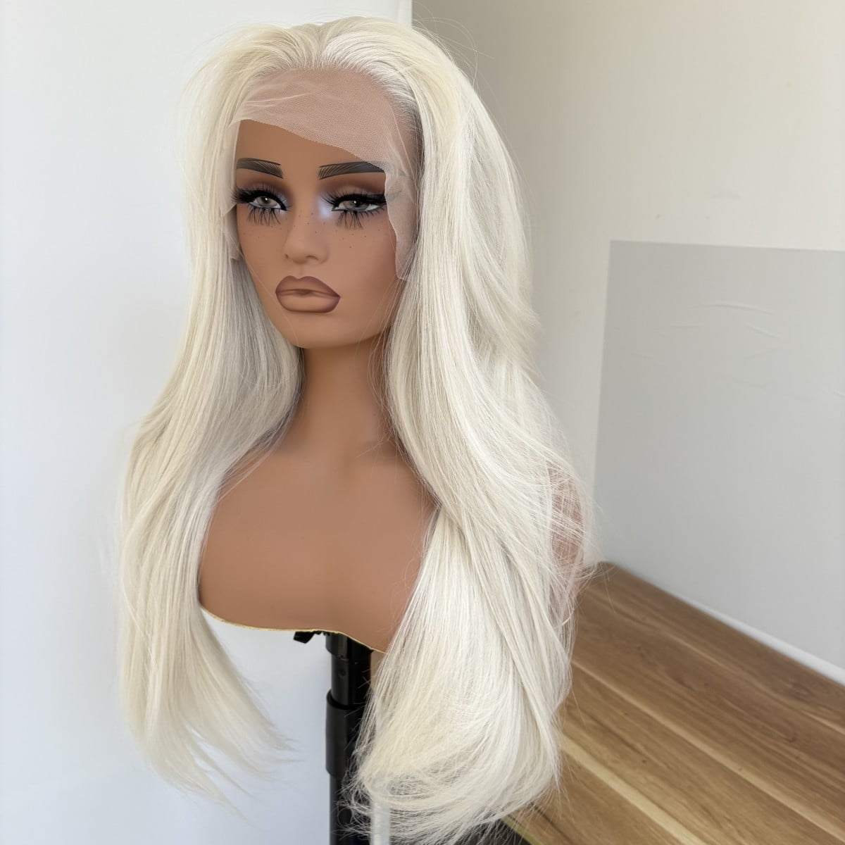 MISSWEN Lace Front Wig Platinum Blonde 26 inch Long HD Lace Synthetic Wig Natural Female