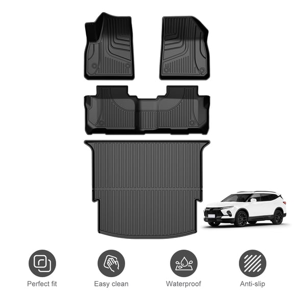 Fit for 2019-2025 Chevrolet Blazer (Not for EV) All Weather TPE Heavy Duty Protection Waterproof Non-Slip Floor Mats & Cargo Liner Full Set Car Mats