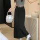 thumbnail image 4 of Falda recta de cintura alta y ajustada para mujer, estilo nuevo de verano 2024, ligera, cálida, adelgazante, con abertura lateral, vestido largo en forma de A, 4 of 4